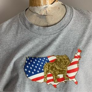 Vintage Mack Trucks T Shirt Bulldog Gray American Flag Sleeveless Tee Large 80s